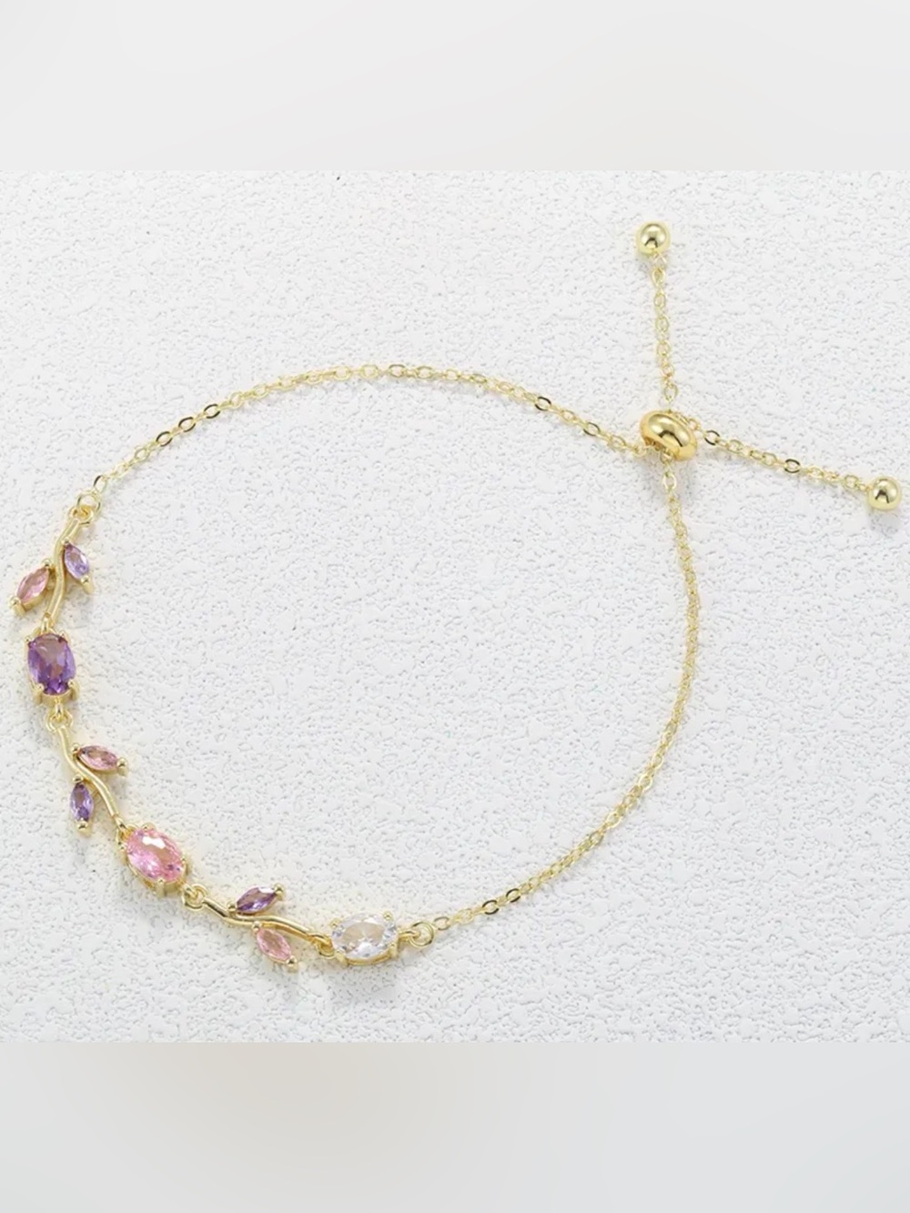 18K Gold-Plated Tulip Bracelet with Zircon